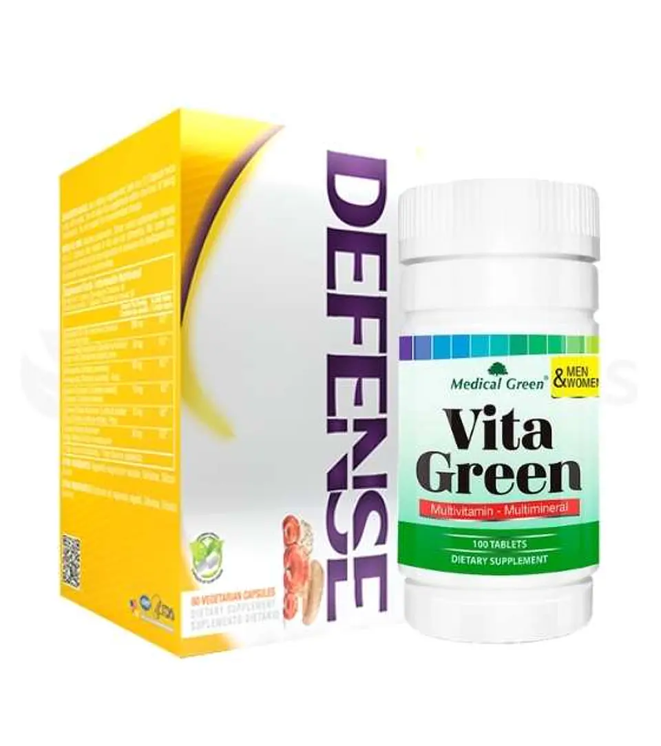 Combo Para Subir Defensas Defense 60 Cápsulas y Vita Green 100 Tabletas 1