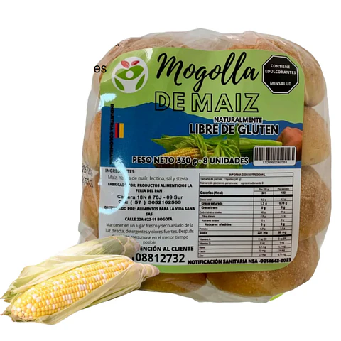 Mogolla de Maiz 8 unidades Pan libre de Gluten
