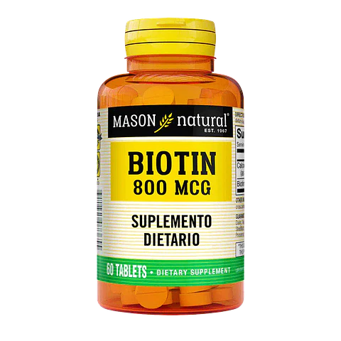 Biotin 800 mcg 60 Tabletas Mason Natural 