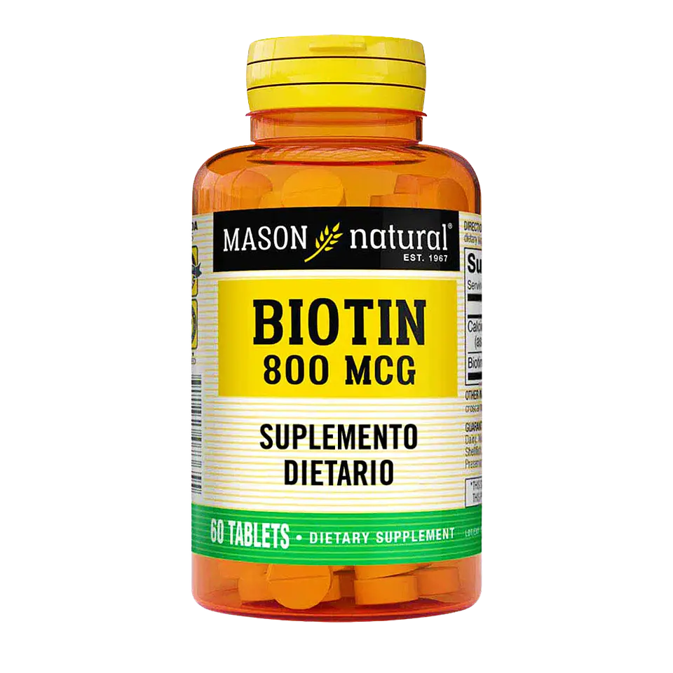 Biotin 800 mcg 60 Tabletas Mason Natural  1