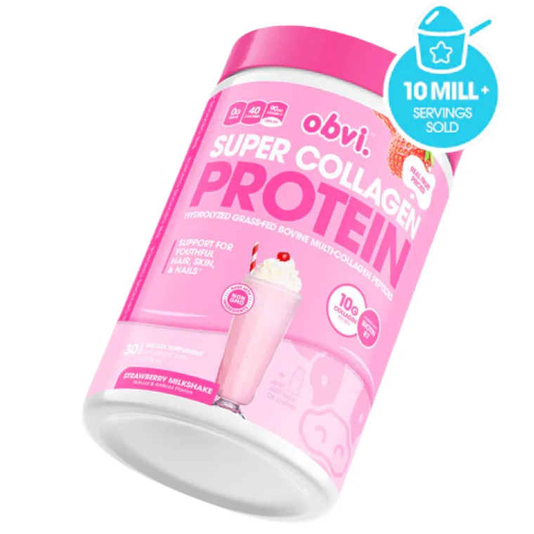 Super Collagen Protein Strawberry Milkshake 30 Servicios Obvi 1