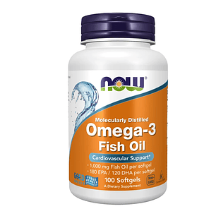 Omega 3 Destilado Molecularmente NOW 100 Softgels