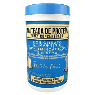 Malteada de Proteína Whey concentrada con citrato de Magnesio By Natalia Paris 900 gr