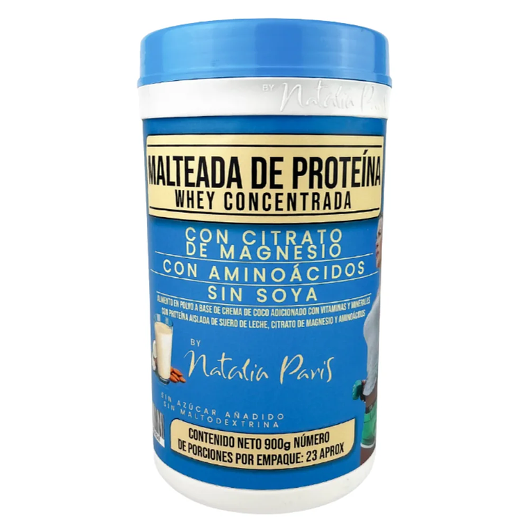 Malteada de Proteína Whey concentrada con citrato de Magnesio By Natalia Paris 900 gr 1