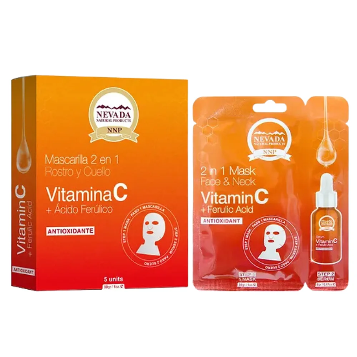 Mascarilla Rostro y Cuello Vitamina C 5 Unidades Nevada 1