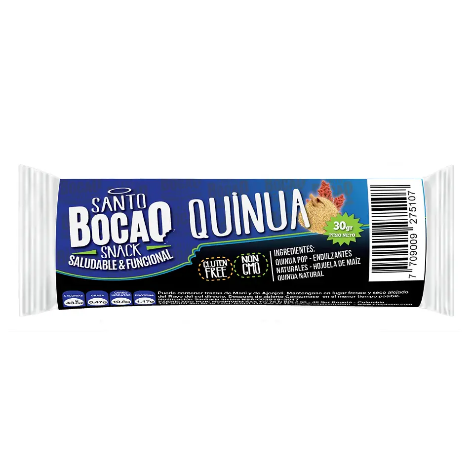Barra de Quinua Snack Paquete 8 Unidades Santo Bocao 1