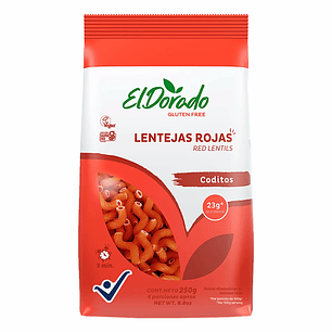 Pasta de Lentejas Rojas Coditos 250 g El Dorado