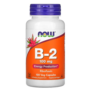 B 2 Riboflavina 100 mg 100 Cápsulas NOW