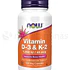 Vitamina D3 & K2 1000 mg / 45 mcg Now  120 capsulas
