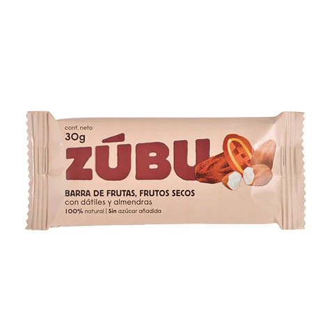 Barra de Frutas y Frutos Secos Dátiles y Almendras 30 g Zúbu