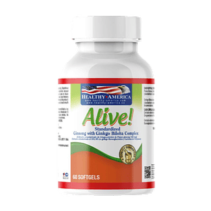 Alive Standardized Ginseng con Ginkgo Biloba 60 Softgels Healthy America