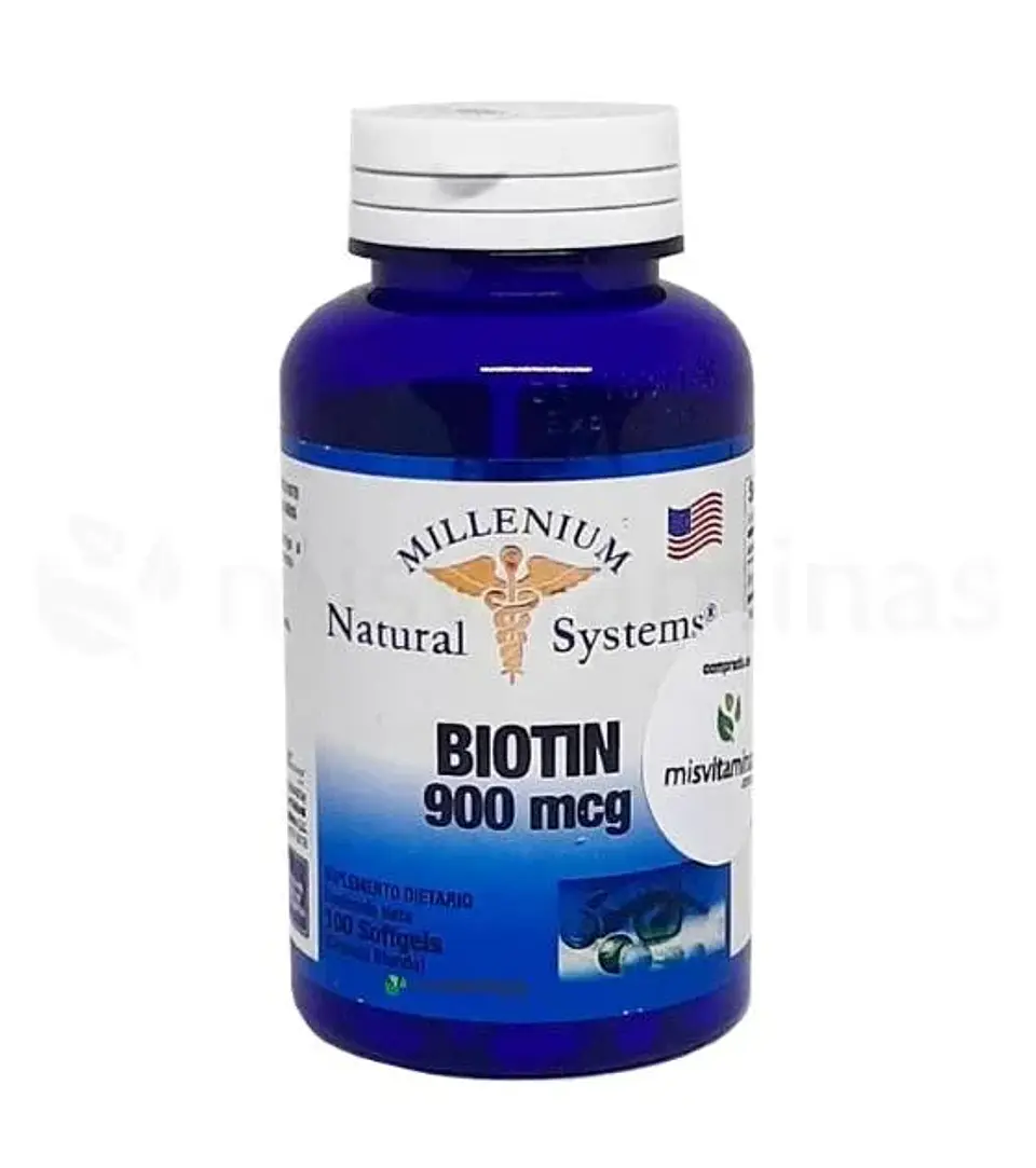 Biotin 900 mcg Millenium Natural Sytems 100 Softgels 1