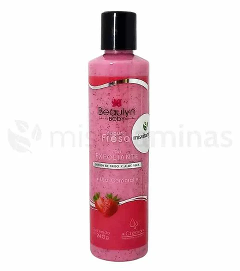 Crema de Yogurt Fresa con Exfoliante 240 g Beaulyn
