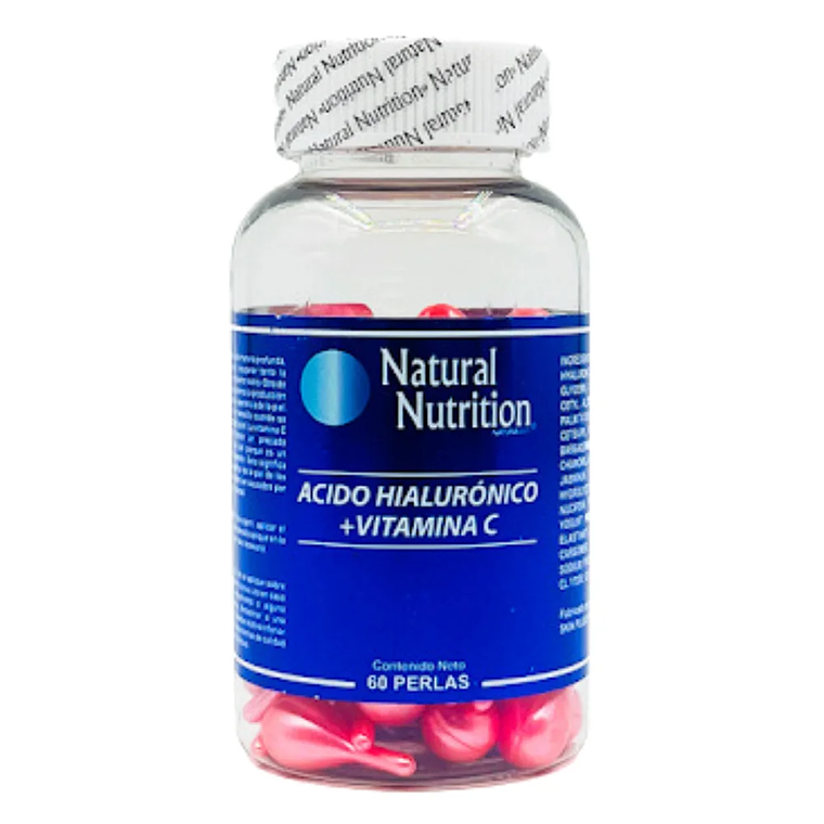 Ácido Hialurónico + Vitamina C 60 Perlas Tópico Natural Nutrition  1