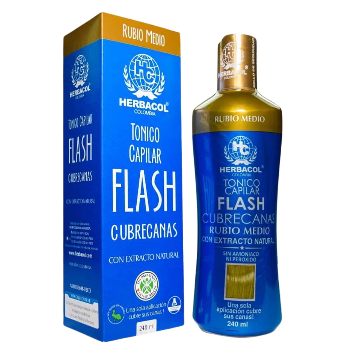 Tónico Capilar Flash Cubrecanas Rubio 240 ml Herbacol 1