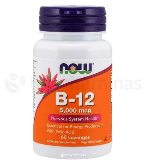 B12 5000 mcg Now Foods 60 Pastillas Masticables