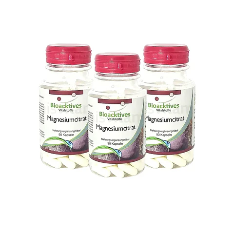 Combo Citrato de Magnesio 90 Cápsulas Bioacktives 3 Unidades