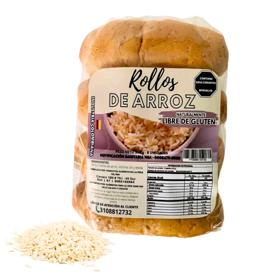 Rollos de arroz pan libre de gluten 8 unidades  1