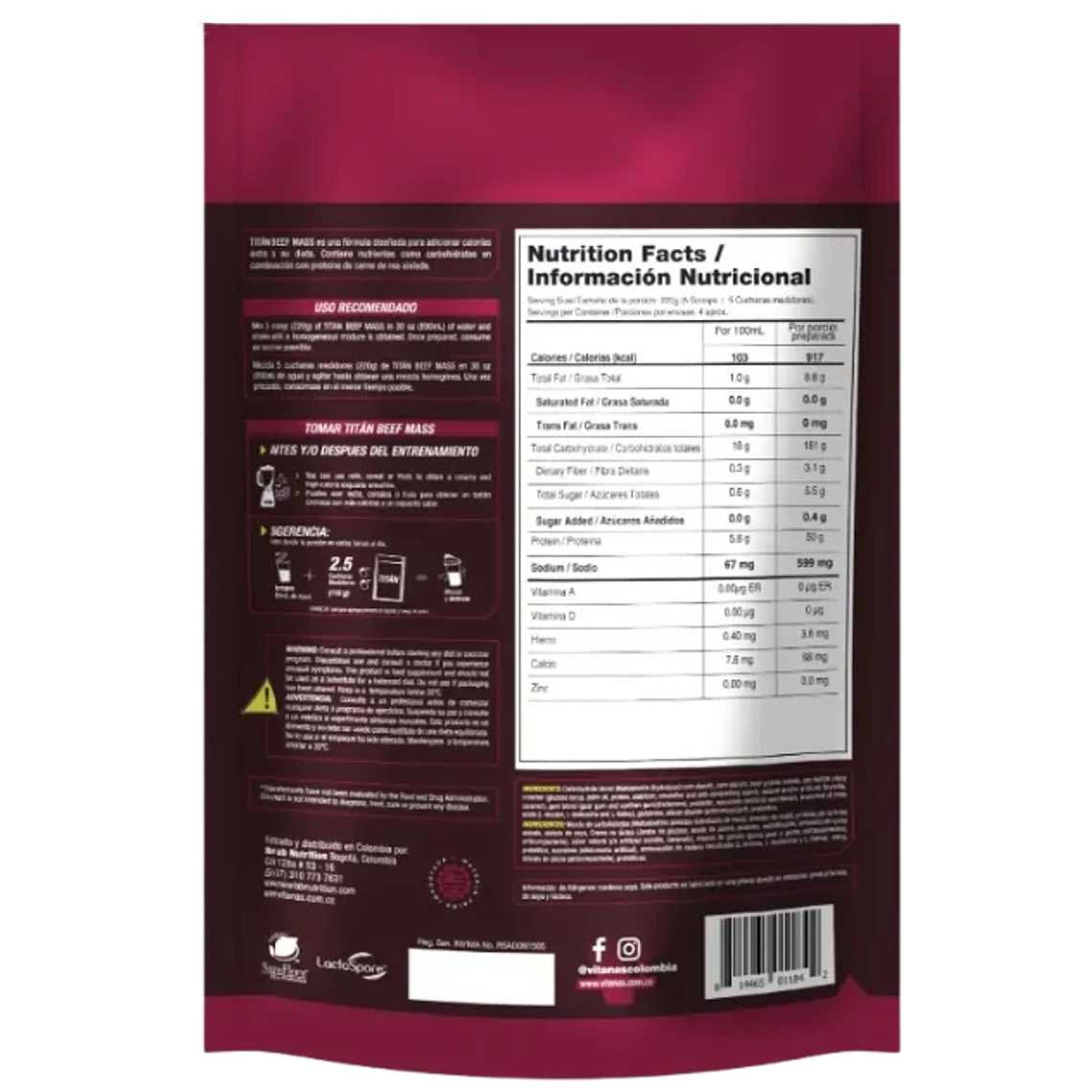 Titan Beef Mass 2 Libras Vitanas 2