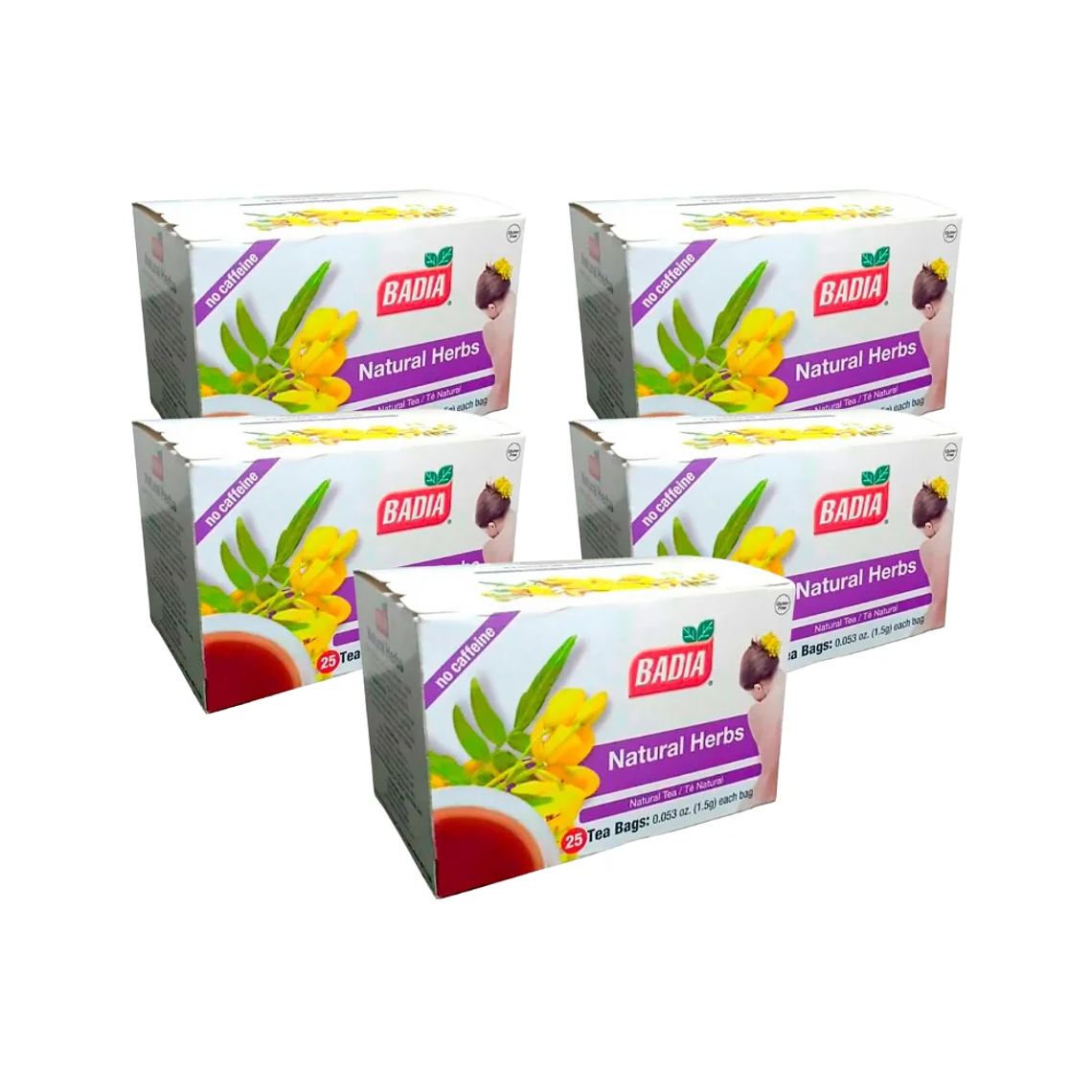 Combo Té Badia Natural Herbs 25 sobres por 5 Unidades 1