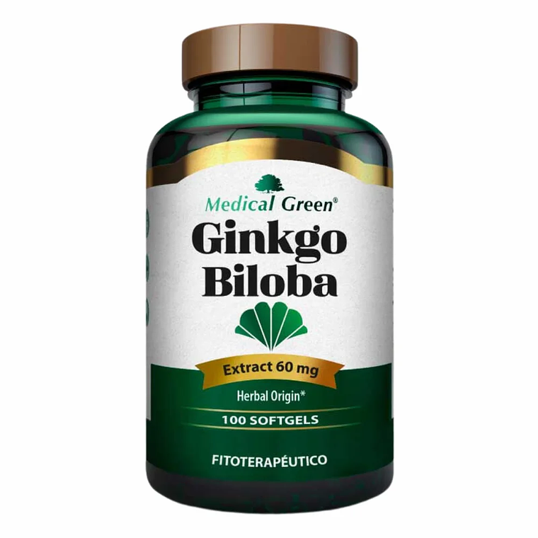 Ginkgo Biloba 60 mg 100 Softgels Medical Green 1