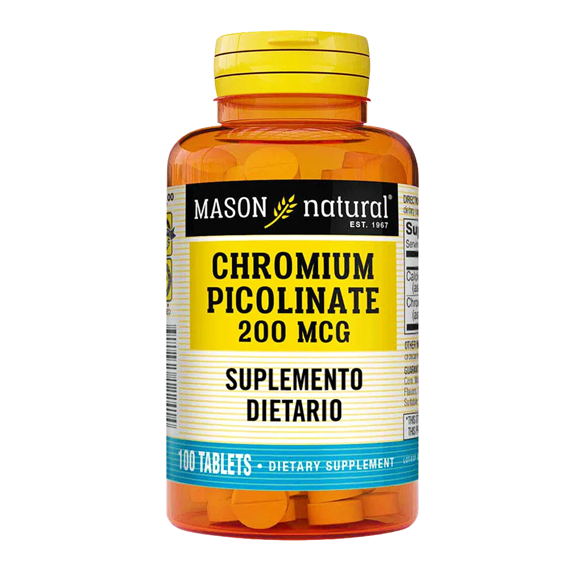 Chromium Picolinate 200 mcg Mason Natural 100 Tabletas 1