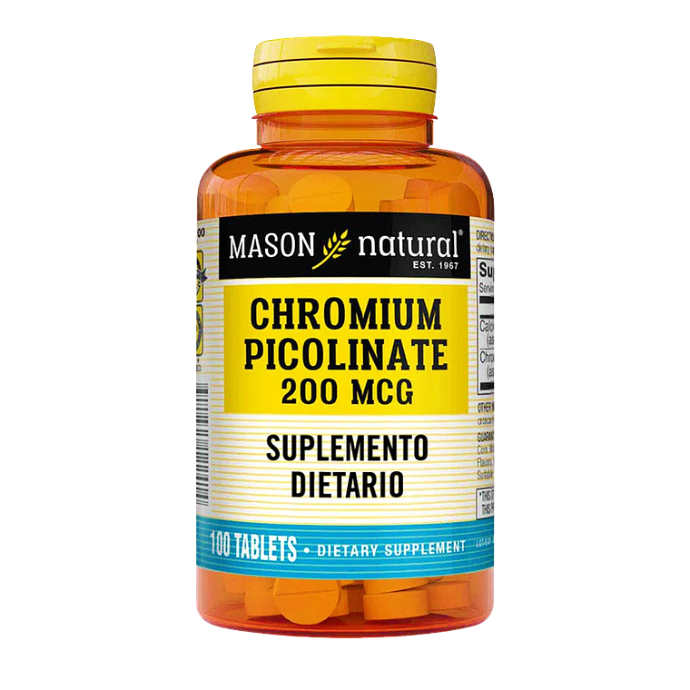 Chromium Picolinate 200 mcg Mason Natural 100 Tabletas 1