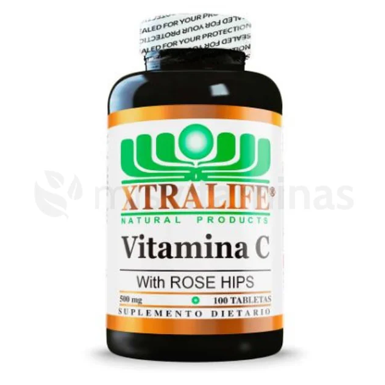 Vitamina C 500 mg Rose Hips 100 Tabletas Xtralife 1