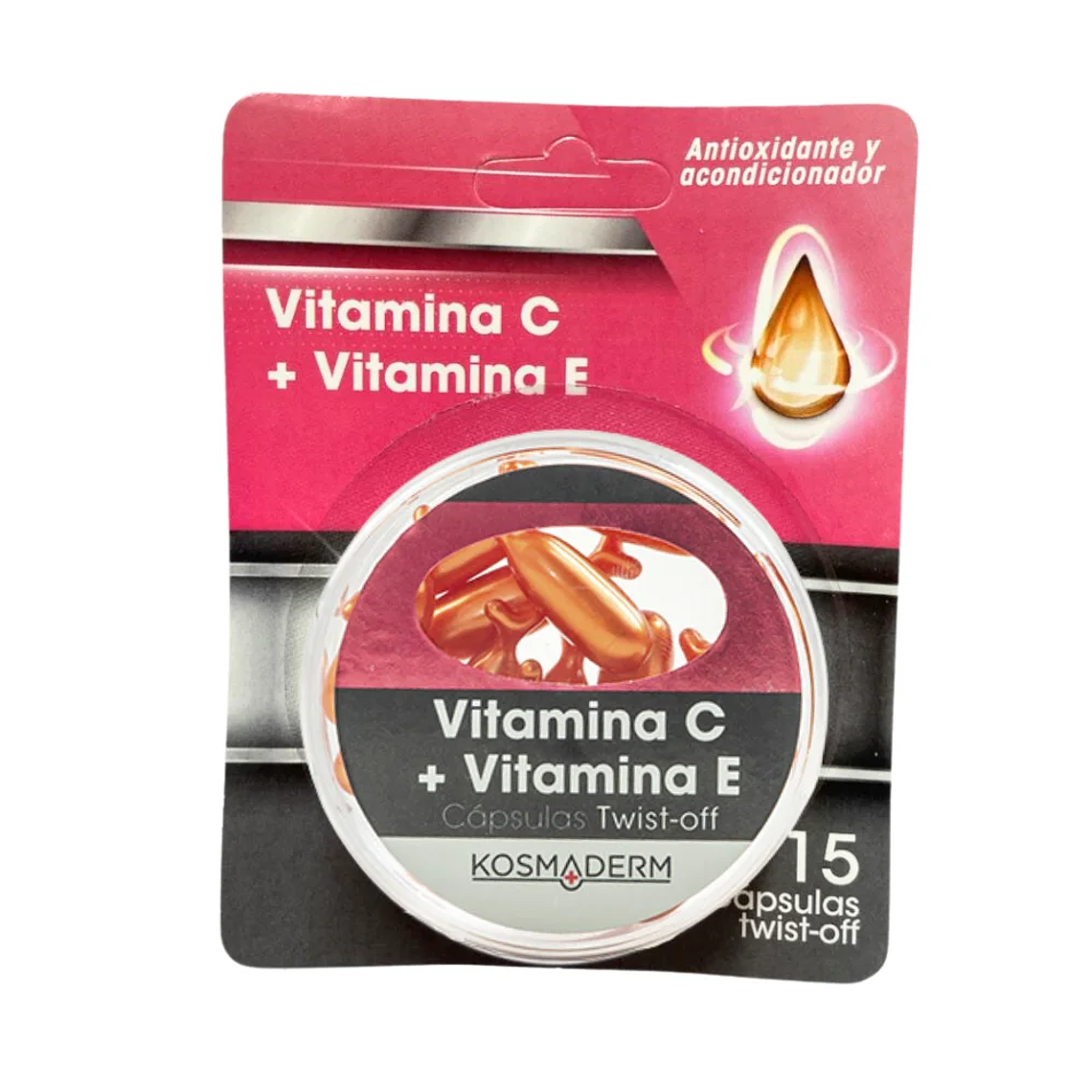 Vitamina C y Vitamina E 15 Cápsulas Twist-off Kosmaderm 1