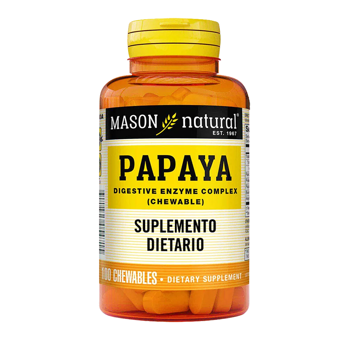Papaya Enzimas Digestivas Mason Natural 100 tabletas Masticables 1