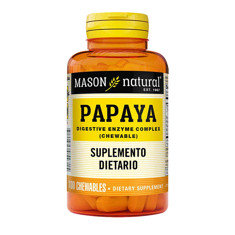 Papaya Enzimas Digestivas Mason Natural 100 tabletas Masticables 1