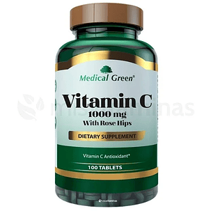Vitamina C 1000 mg with Rose Hips Medical Green 100 Tabletas