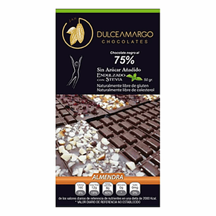 Chocolate Almendras y Stevia 50 g Dulce Amargo