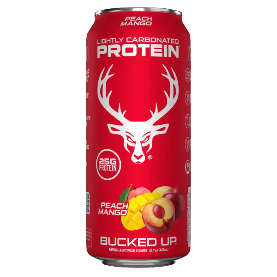 Bebida de Proteína Carbonatada Durazno Mango 473ml BuckedUp 1