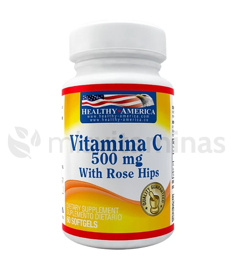 Vitamina C 500 mg Rose Hips Healthy America 100 Capsulas