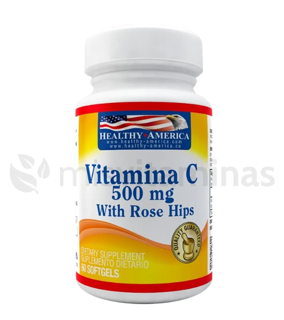 Vitamina C 500 mg Rose Hips Healthy America 100 Capsulas 1