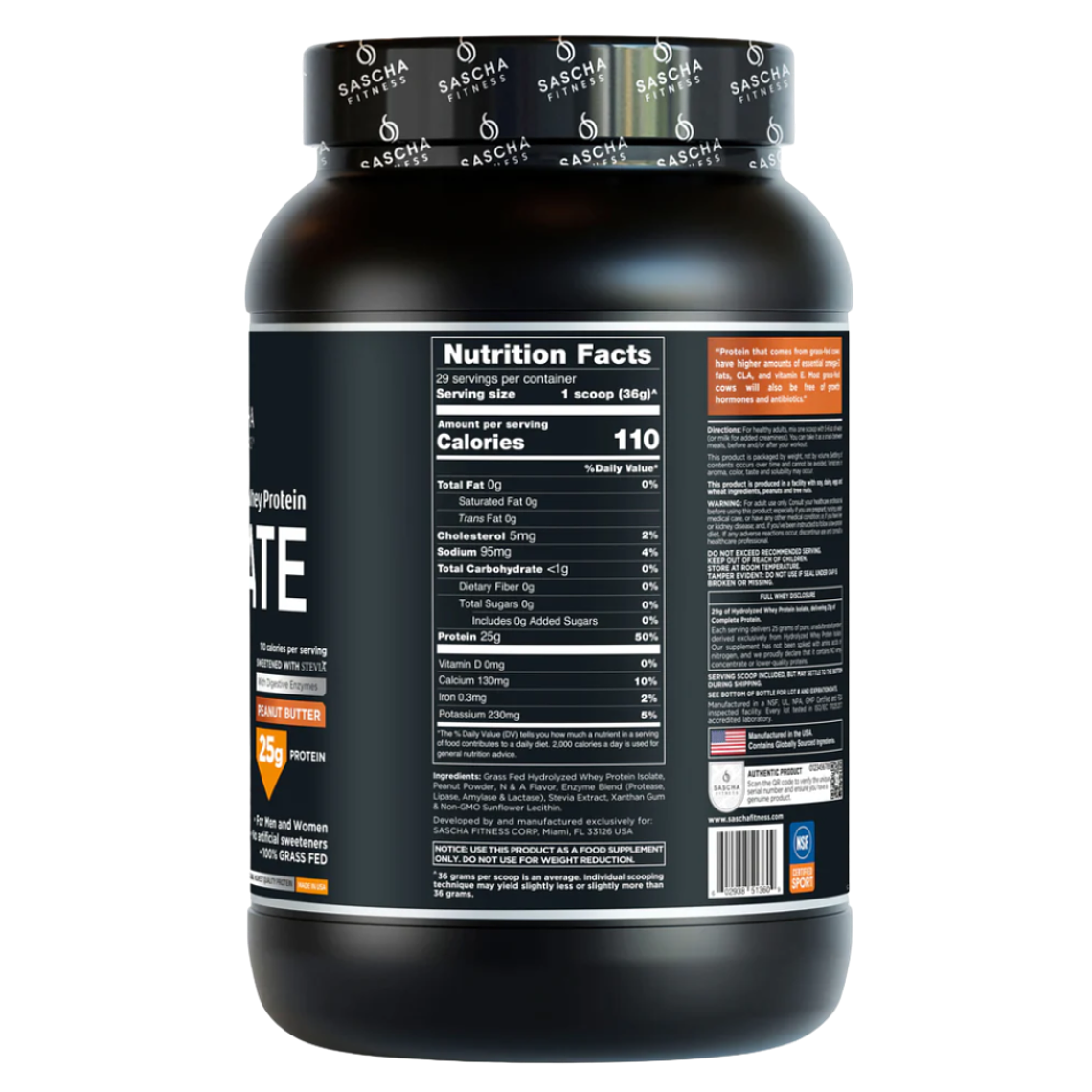 Sascha Whey Protein Isolate Peanut 2.17 libras 2