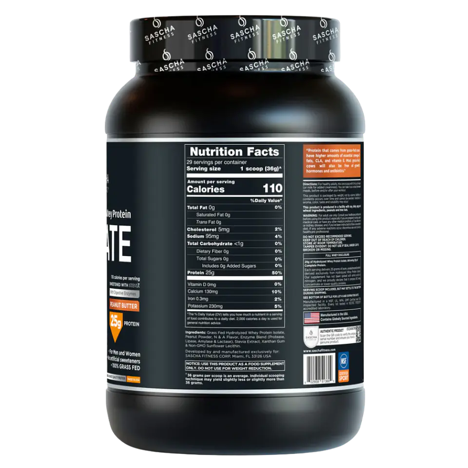Sascha Whey Protein Isolate Peanut 2.17 libras 2