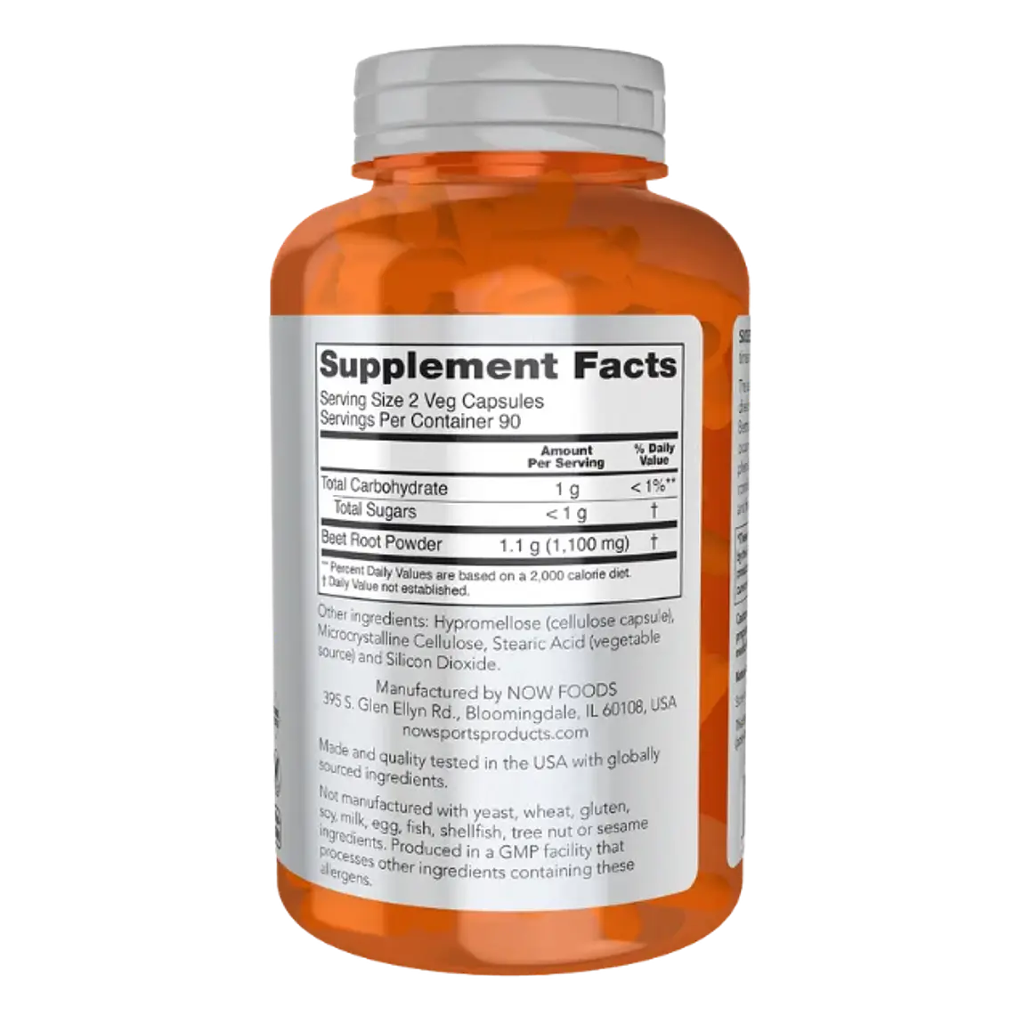 Beet Root Now Sports 180 Capsulas Polvo Raiz de Remolacha 2