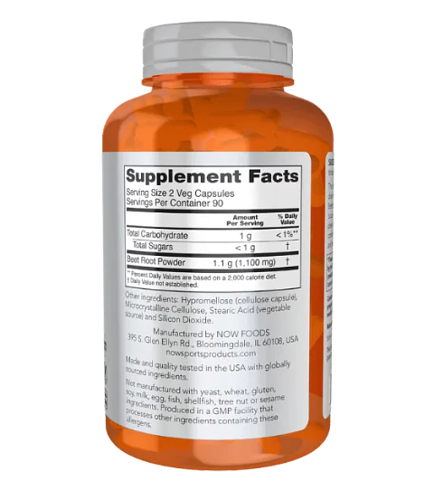 Beet Root Now Sports 180 Capsulas Polvo Raiz de Remolacha