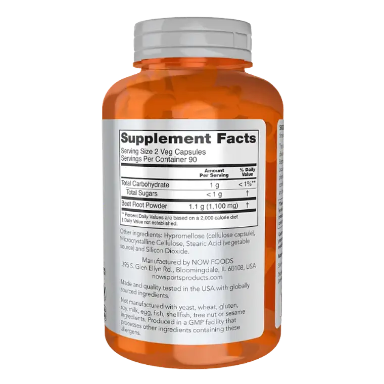 Beet Root Now Sports 180 Capsulas Polvo Raiz de Remolacha 2