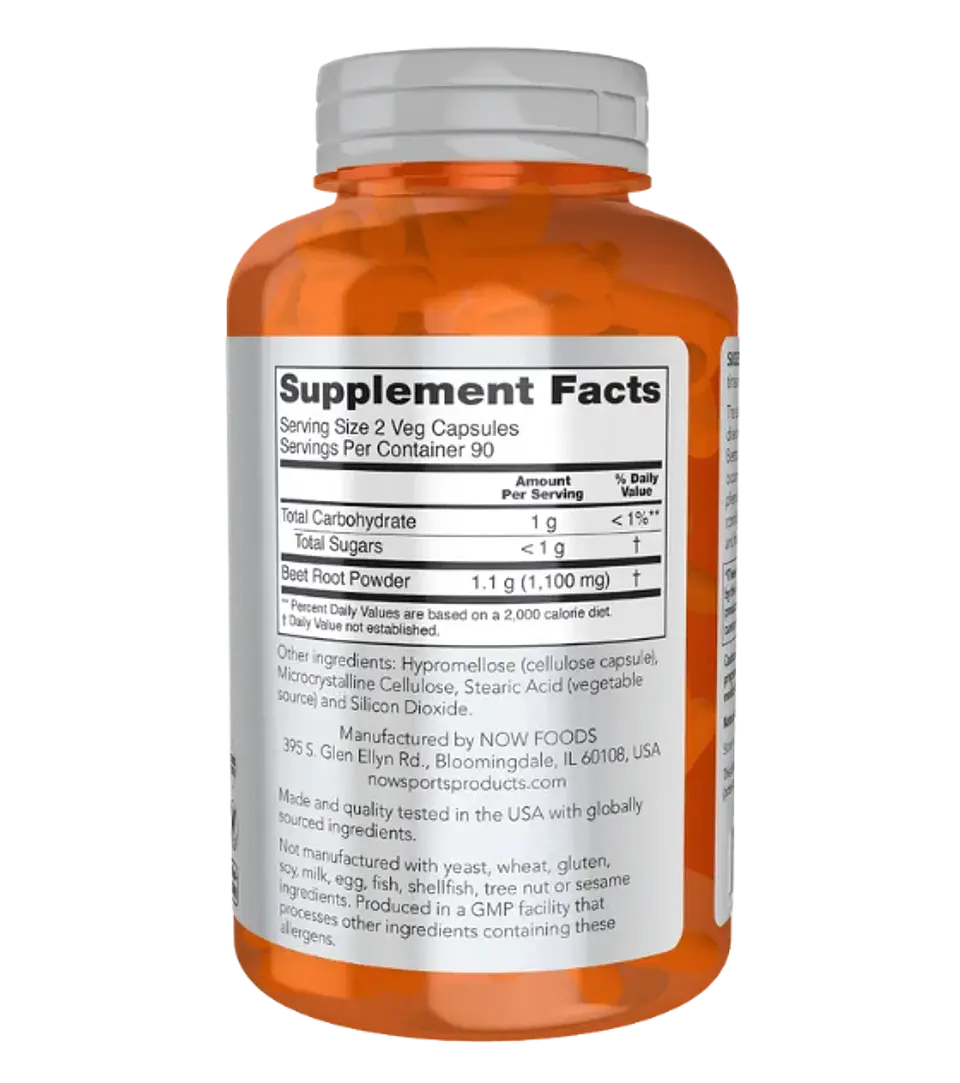 Beet Root Now Sports 180 Capsulas Polvo Raiz de Remolacha 2