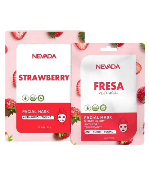 Mascarilla Facial Fresa Caja 10 unidades Nevada