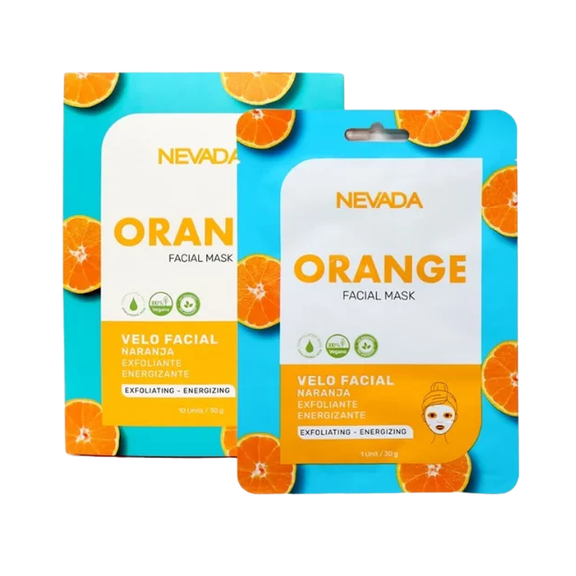 Mascarilla Facial Naranja Caja 10 Unidades Nevada 1