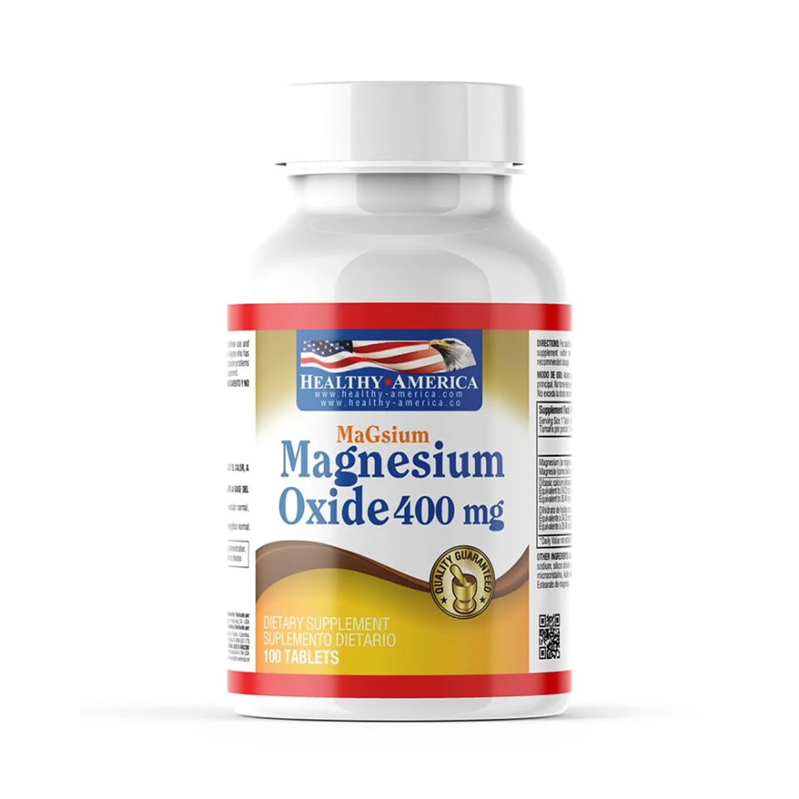 Magnesium Oxide 400 mg 100 Tabletas Healthy America  1
