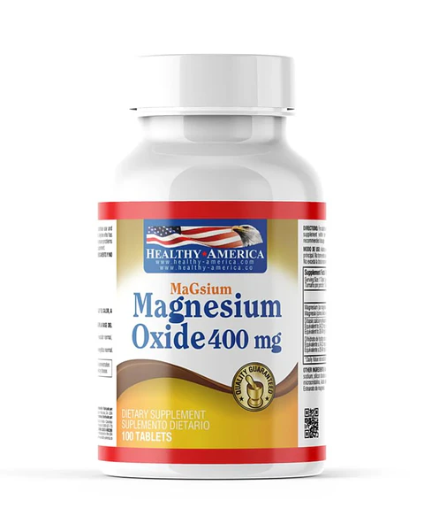 Magnesium Oxide 400 mg 100 Tabletas Healthy America 