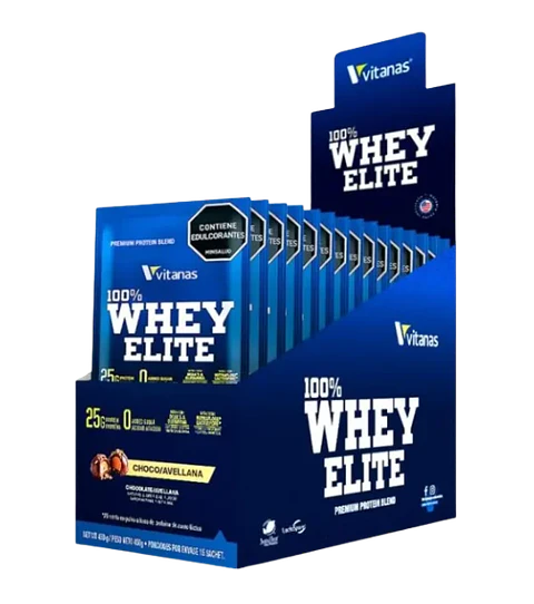 Whey Elite Caja de 15 Sobres Choco Avellana 30 gr Vitanas