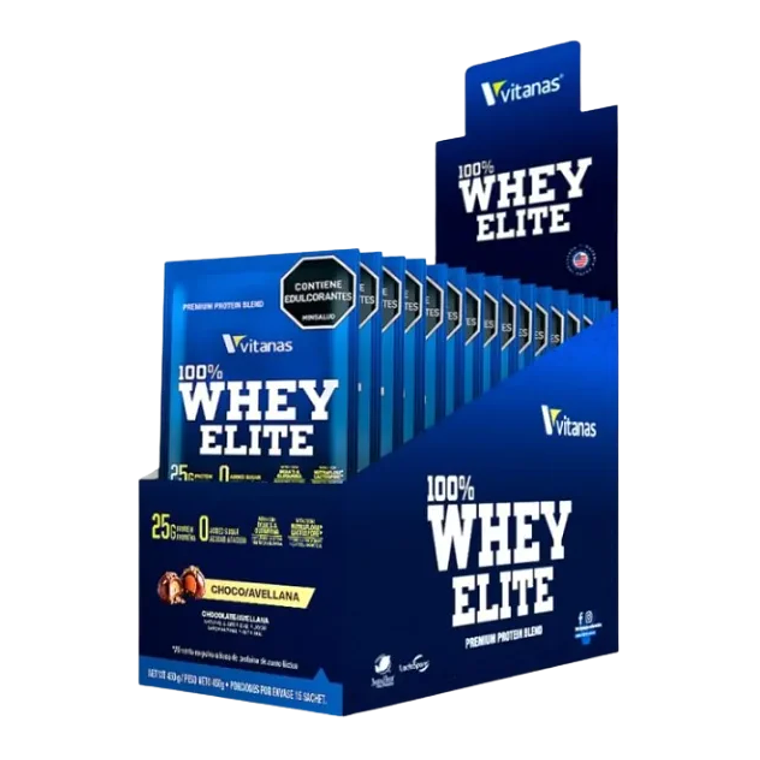Whey Elite Caja de 15 Sobres Choco Avellana 30 gr Vitanas 1