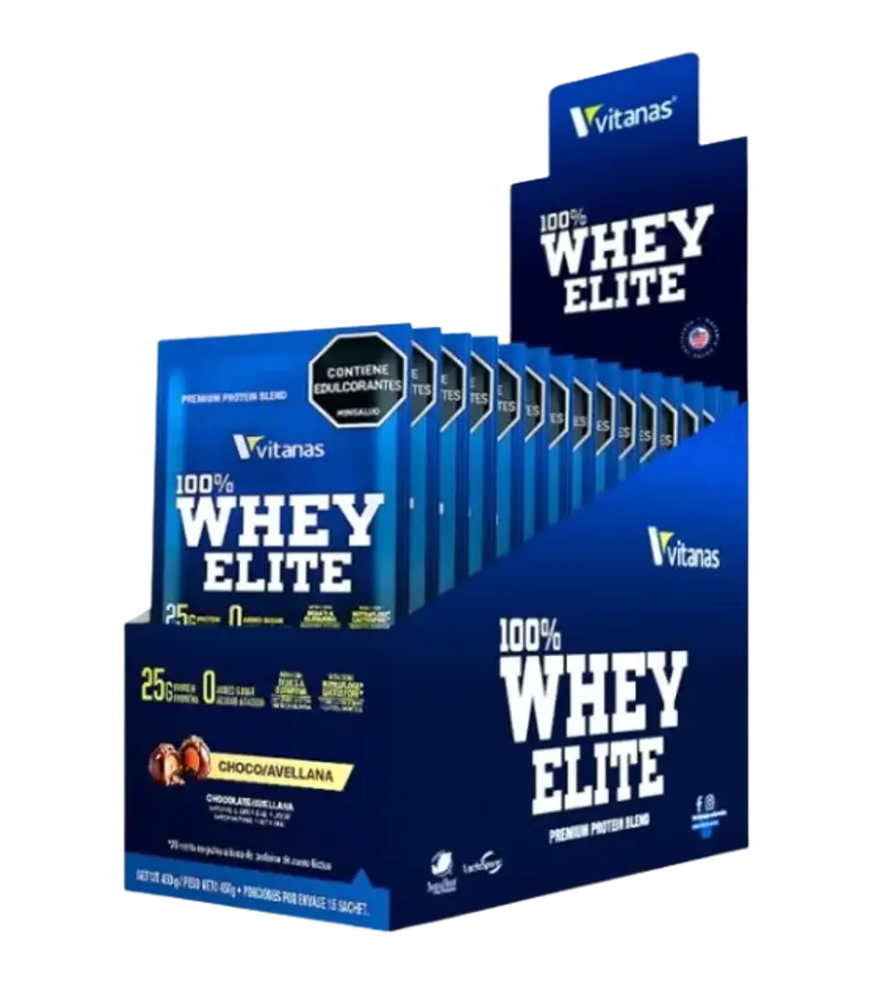 Whey Elite Caja de 15 Sobres Choco Avellana 30 gr Vitanas 1