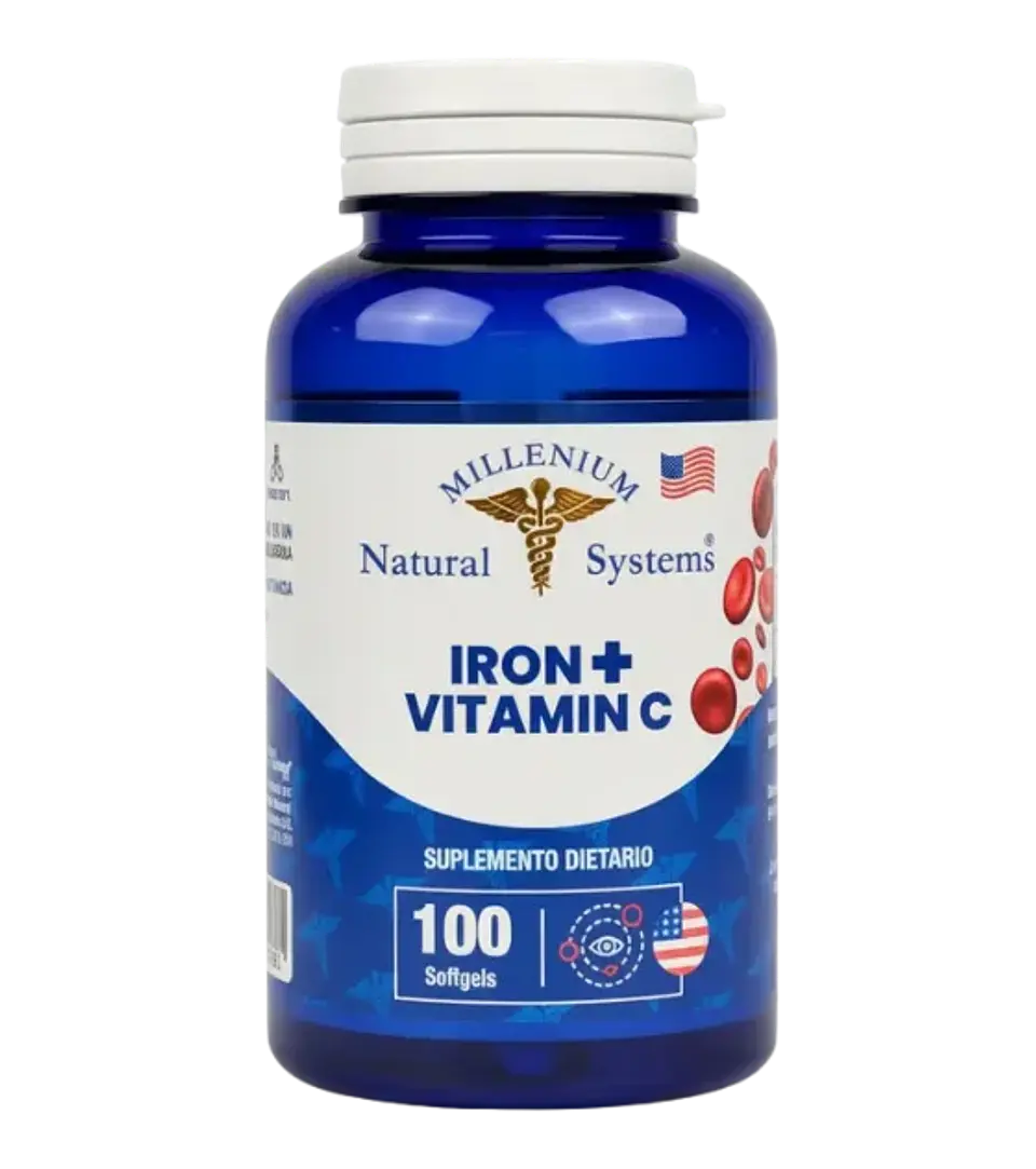 Iron mas Vitamina C 100 softgels System Millenium  1